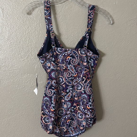 Lands End Swim Women’s One Piece Swim Dress Paisley Navy 6 - Picture 5 of 7